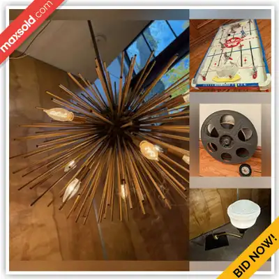 WHAT IS IN THIS AUCTION? This online auction features sputnik ceiling lamp, teak furniture, vintage...