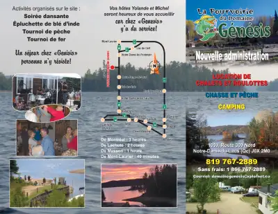 camping en pourvoirie avec trois services possibilité de camping sauvage ,location de chaloupe et mo...