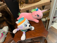 Paw patrol and unicorn stuffed animals