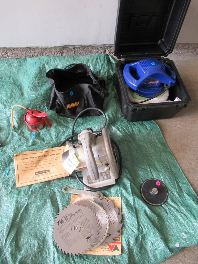 TOOLS: 7” Saw, DeWalt Tool Bag, 10” Polisher / Waxer SEE DESCR in Power Tools in Brantford