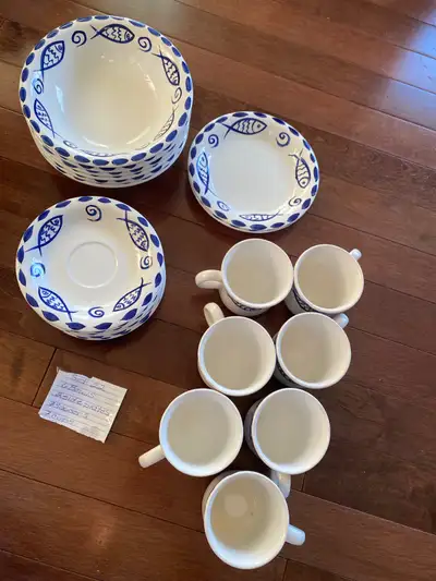 Set of 22. 6 Bowls 2 sideplates 7 saucers 7 cups Cups has staining inside and outside. One of the sa...