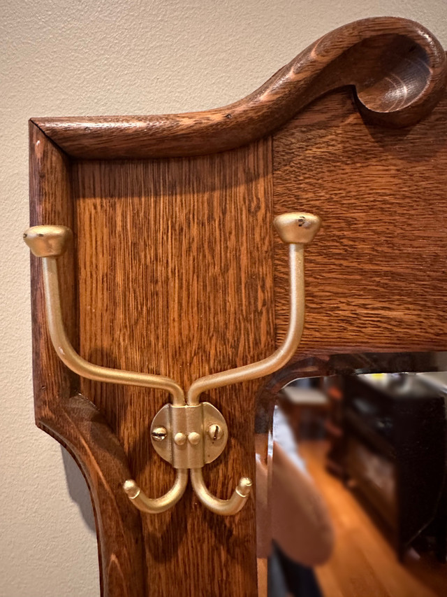 Antique Oak Wall Mirror w/ 4 Hangers Home Décor & Accents City of