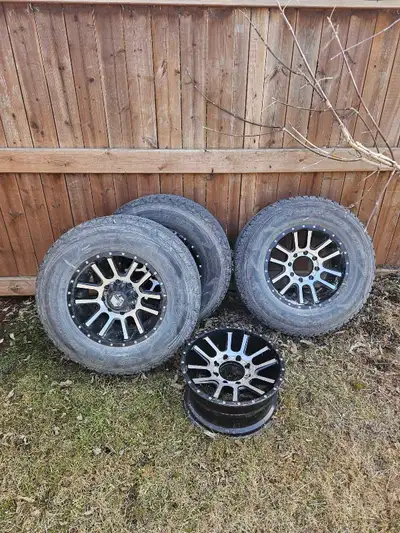 Selling this rims and tires. 3 tires and 4 rims. The one rim is cracked all around, not sure if its...