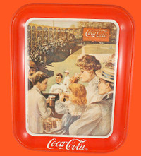 1990 Coke Coca Cola Serving Tray of 1907 Baseball Print Ad
