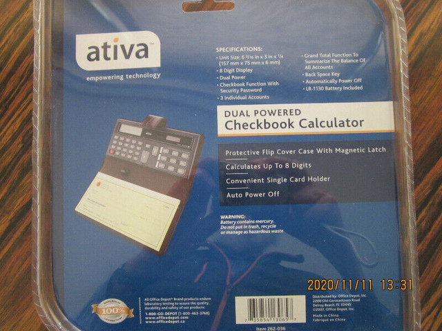 Ativa Checkbook calculator in General Electronics in St. Catharines - Image 2