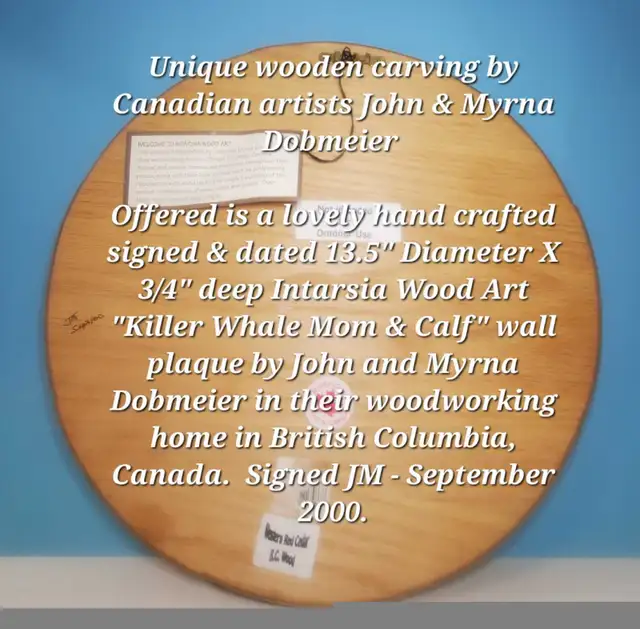 Handcrafted Intarsia Red Cedar Wood Art"Killer Whale Mom & Calf  in Home Décor & Accents in Ottawa - Image 4