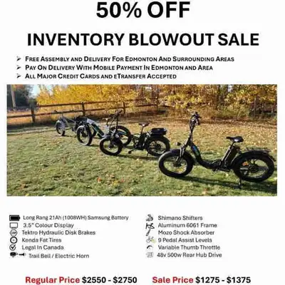 eBike Inventory Blowout Sale 50% OFF ! for Edmonton and Area, View more