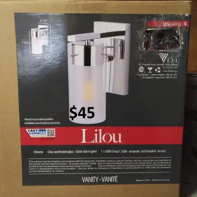 Light - Canarm, Lilou, Sconce, Chrome, Flat Opal Glass Tube, View more