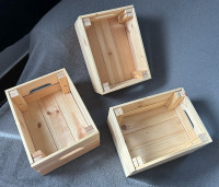 IKEA KNAGGLIG LOT OF THREE PINE WOOD BOXES