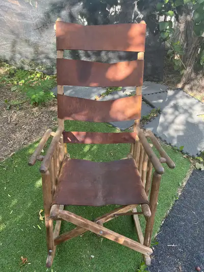 Rustic Leather Rocking Chair, View more