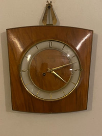 Antique Mauthe 4 jewels chiming wall clock. 12”x10”.