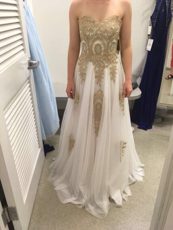 White and Gold Lace Prom Dress in Other in Moncton