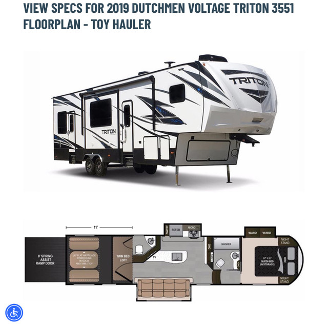 2019 Triton Voltage 3551 Toyhauler  in Travel Trailers & Campers in Grande Prairie