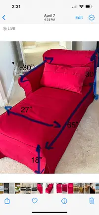 Red IKEA Extorp chaise for sale