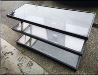 glass metal tv stand tv bench hifi receiver stereo rack