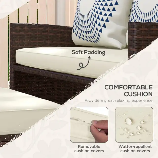  3 Pieces PE Rattan Patio Furniture with Cushions, Outdoor Wicke in Patio & Garden Furniture in Markham / York Region - Image 4