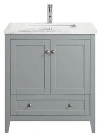 Brand New Eviva Lime 30" x 22” Bathroom Vanity in Grey with Whit