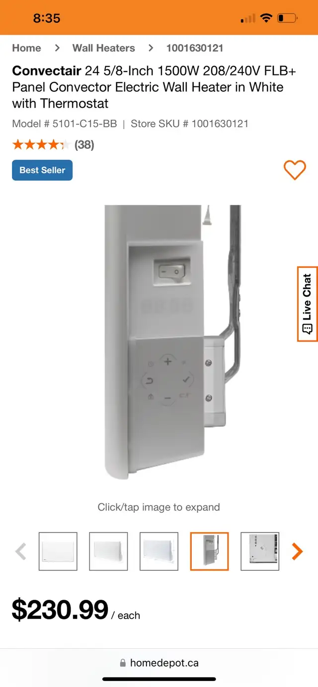 Convectair 24 5/8-Inch 1500W 208/240V FLB+ Panel Convector Elect in Heaters, Humidifiers & Dehumidifiers in Kitchener / Waterloo - Image 5