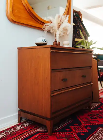 Mid-Century Walnut Three-Drawer Dresser, View more