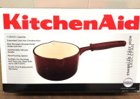 KitchenAid Enameled Cast Iron Saucepan 1 qt 0.9L Red New