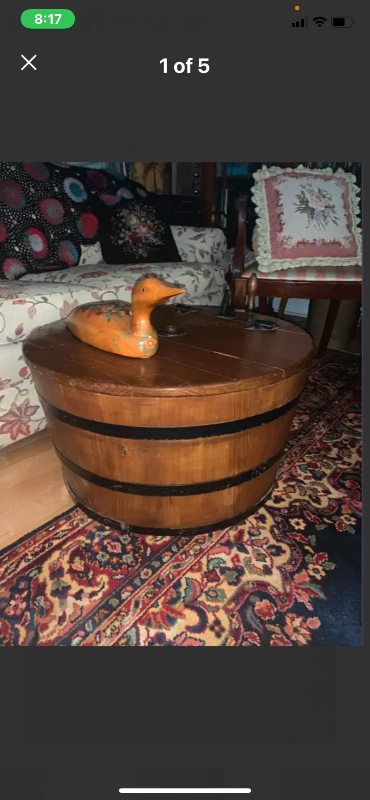 Antique treadle wooden  washing machine/coffee table, View more