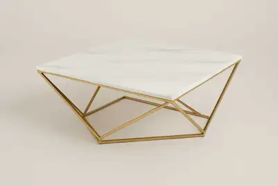 Lynn 39" Coffee Table - Marble and Gold, View more