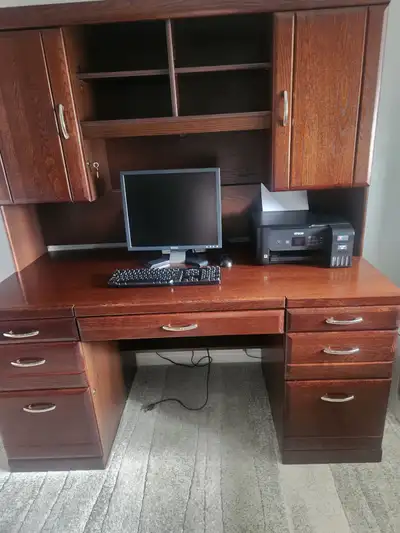 Desk with hutch and bookcase. Canadian made. DeFehr Furniture