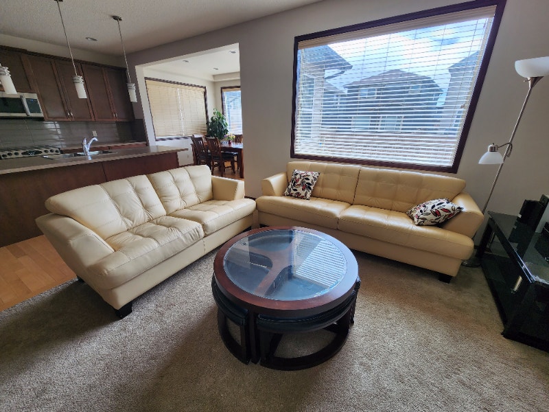 Moving Sale leather sofa, stands, mattress Multiitem Calgary Kijiji