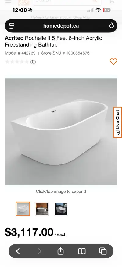 Acritec Rochelle II Acrylic Freestanding Bathtub, View more