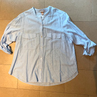 NWT H&M Blue & White cotton shirt w/ mandarin collar-Plus Sz. 16