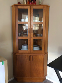 Vintage Teak Corner Display Cabinet