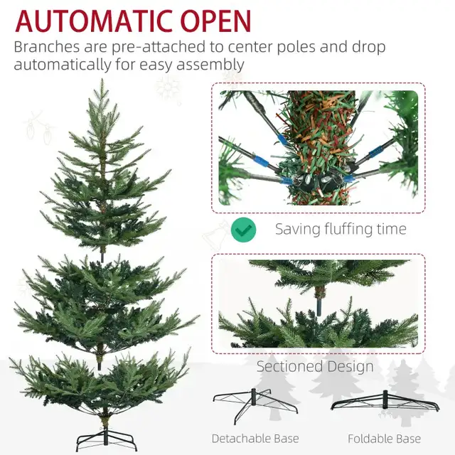 6ft Artificial Christmas Tree with Metal Base, 795 molded and la in Home Décor & Accents in Markham / York Region - Image 7