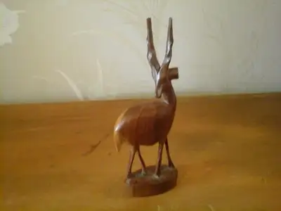 Hand Carved Wooden African Antelope, View more