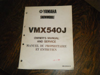 Yamaha VMX540J Snowmobile   Owners and Service  Manual