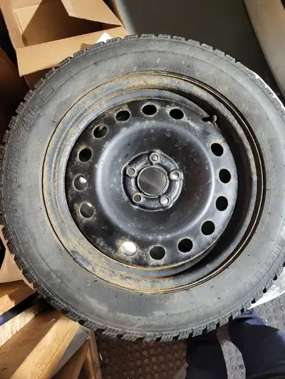These winter tires set of 4, size 235 55 R17, mounted on a steel rim. They came off a Ford Escape. S...