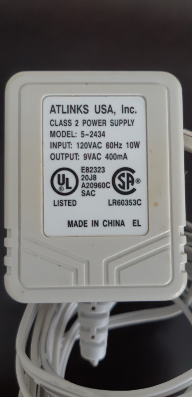 ATLINKS 5-2434 AC Adapter Telephone Power Supply 9V 200mA in Other in Markham / York Region - Image 3