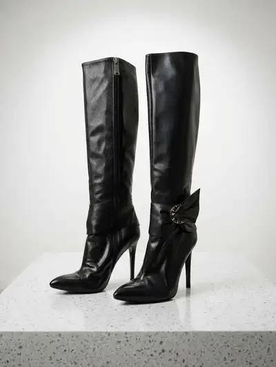 Italian Black leather boots, View more
