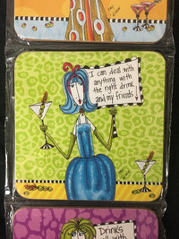 Dolly Mama Cork Coasters Cocktail Hour New in pack humourous