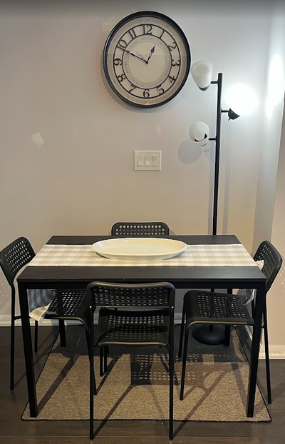 Dining Set with wall clock and floor lamp included, View more