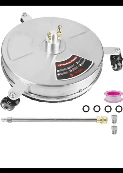Display unit 15" High Pressure Washer Surface Cleaner with 3 Wheels, Stainless Steel Housing & 1/4"...