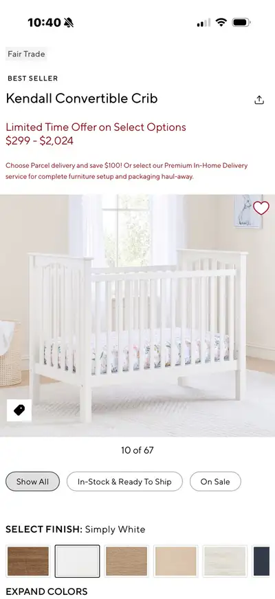 Pottery barn Kendall crib (does not come with conversion kit). Still in great condition.
