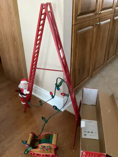 2007 Mr Christmas Stepping Santa Climbing Ladder Lights Up, View more