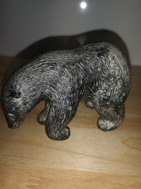 Vintage Wolf INUIT Bear Sculpture Canada Bear Grey Soapstone