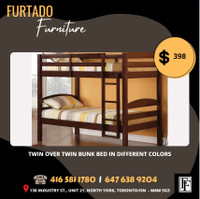 Ref. 0006 – TWIN OVER TWIN BUNK BED, ESPRESSO, WHITE OR GREY COL