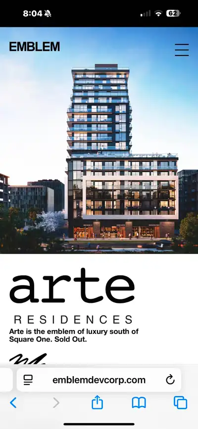 1 Bedroom Condo for Lease, Just South of Square One!
