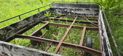 Utility trailer frame - retrofitted from old tent trailer so very sturdy! 6' 5" width (in between si...