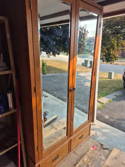 Solid wood wardrobe with mirror doors, View more