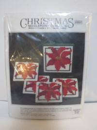 Studio 12 Christmas Poinsettia Needlepoint Coaster craft kit