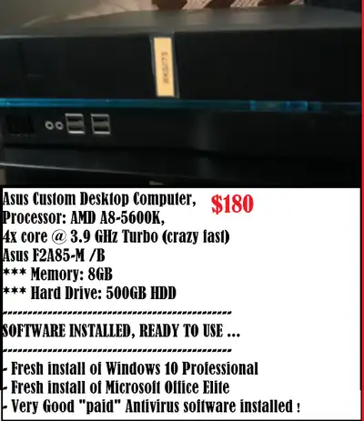 i5 4x core @ 3.9 GHz , 16GB ram, 240GB SSD,, View more