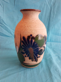 Mexican Folk Art Pottery Vase Hand Painted